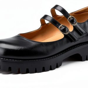 Elbslutt Women's Mary Janes Shoes Platform Low Heel Chunky Pumps-0