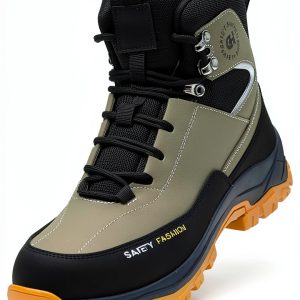 High-Topped Work Safety Shoes, Anti-Smash and Anti-Puncture Labour Insurance Shoes, Splash-Proof Steel Toes Protection Shoes, Non-Slip Adventure Sneakers(Green,10.5)-0