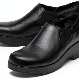 Women's Slip-Resistant Work Clogs LILA Kelsey Black Uniform Shoes-0