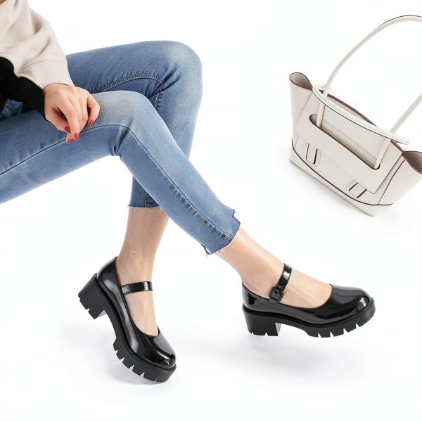 Caradise Womens Chunky Mary Jane Platform Shoes Patent Leather-6