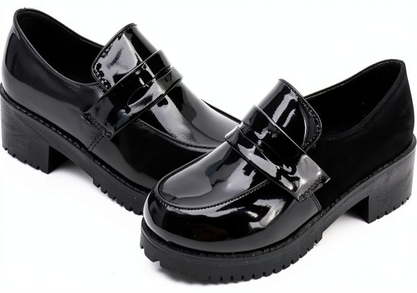 Women's Loafer Shoes Low Top Japanese Student Uniform Oxford Black-0