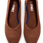 Pointed Toe Flats ATHMILE Women Dressy Bronze Knit Ballet Shoes-0