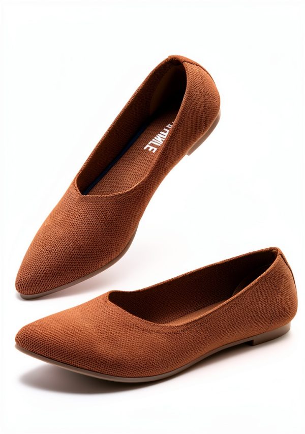 Pointed Toe Flats ATHMILE Women Dressy Bronze Knit Ballet Shoes-4