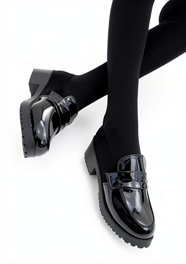 Women's Loafer Shoes Low Top Japanese Student Uniform Oxford Black-1