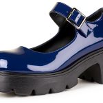 Mary Janes Platform Shoes Black Patent Strap Heel by AOSPHIRAYLIAN-0