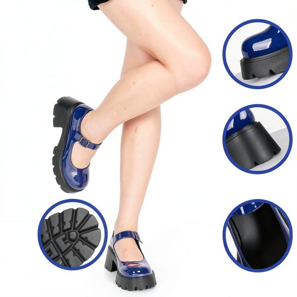 Mary Janes Platform Shoes Black Patent Strap Heel by AOSPHIRAYLIAN-3