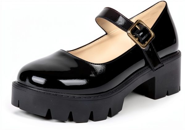 Caradise Womens Chunky Mary Jane Platform Shoes Patent Leather-0