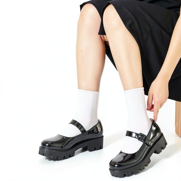 Caradise Womens Chunky Mary Jane Platform Shoes Patent Leather-3