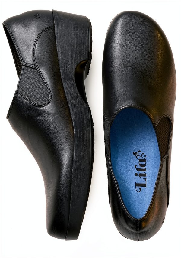 Women's Slip-Resistant Work Clogs LILA Kelsey Black Uniform Shoes-4