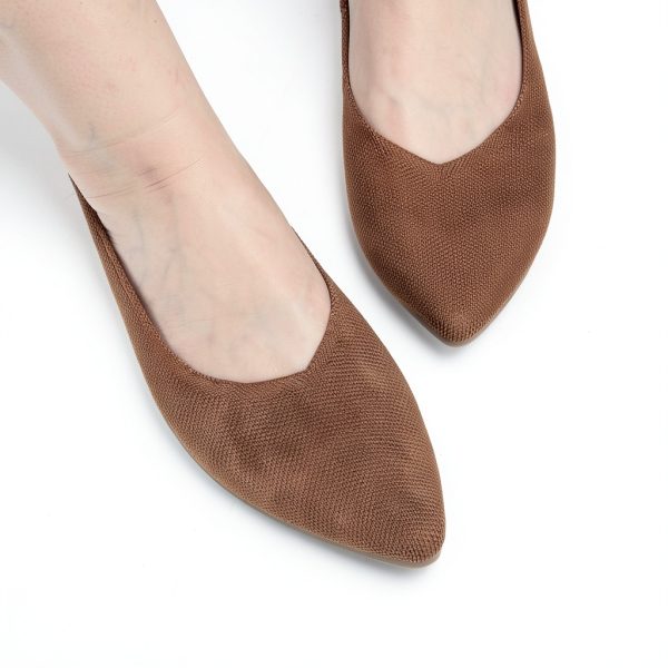 Pointed Toe Flats ATHMILE Women Dressy Bronze Knit Ballet Shoes-2